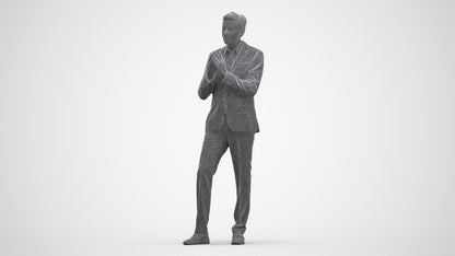 realistic 3D human man business, archviz people FBX OBJ for Blender, three-quarter front view render