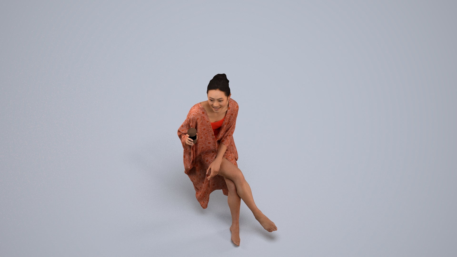 realistic 3D people woman casual pool, render-ready for V-Ray and Corona, FBX OBJ, back view render