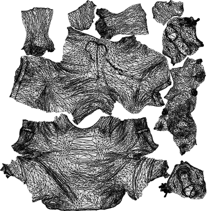 3D scanned man sitting casual, photorealistic archviz people for Enscape and SketchUp, wireframe top-down view