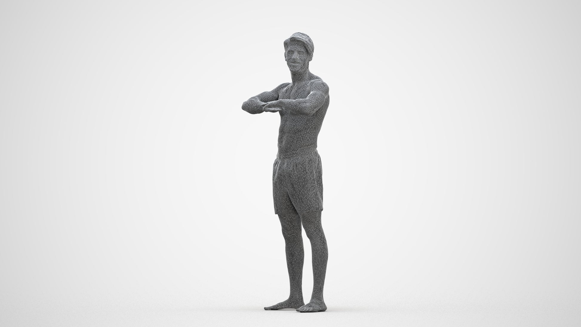 scanned 3D man pool, photogrammetry people for Enscape and V-Ray, three-quarter front view render