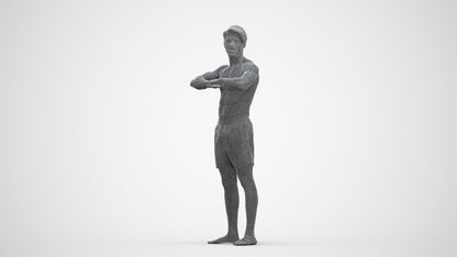 scanned 3D man pool, photogrammetry people for Enscape and V-Ray, three-quarter front view render