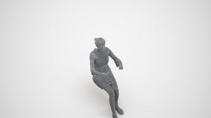 3D people model senior woman business sitting, scanned human for 3ds Max rendering, wireframe three-quarter view