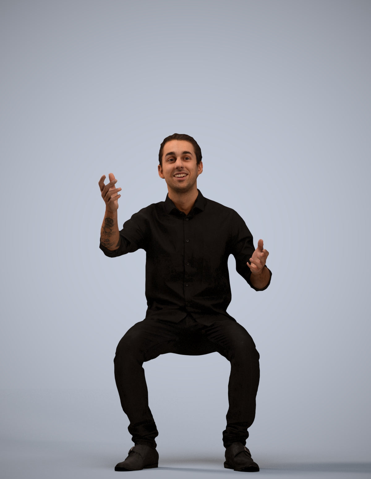 realistic 3D man casual sitting, scanned archviz people for Blender and 3ds Max