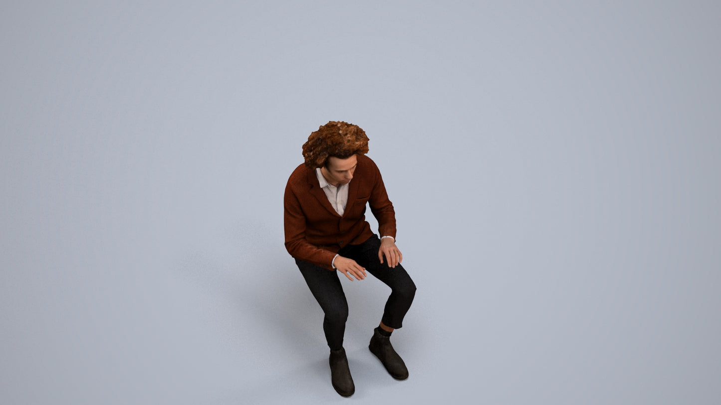 realistic 3D man business, scanned archviz people for Blender and 3ds Max, back view render