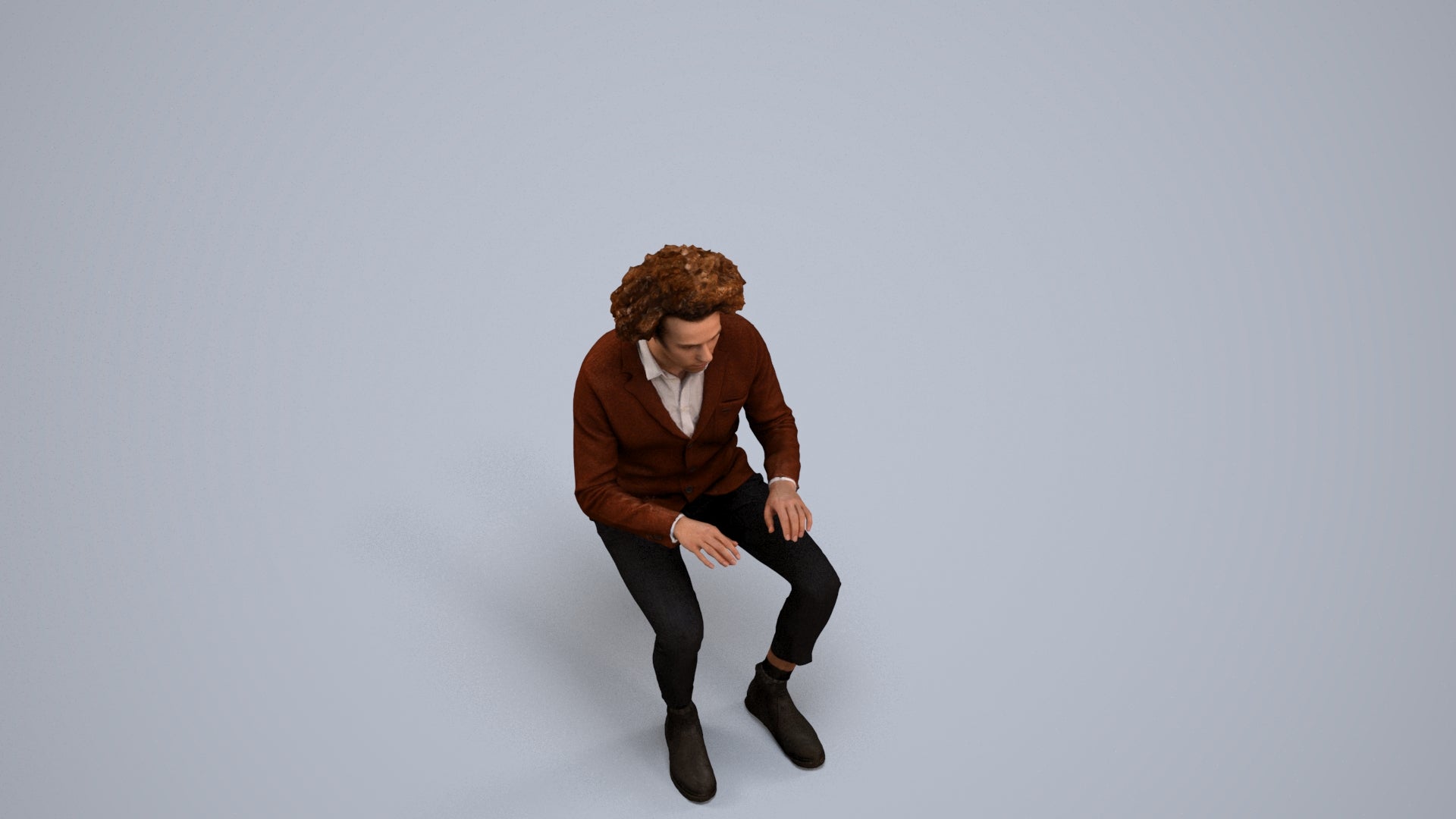 realistic 3D man business, scanned archviz people for Blender and 3ds Max, back view render