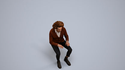 realistic 3D man business, scanned archviz people for Blender and 3ds Max, back view render