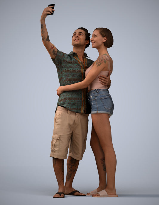3D human model woman couple, photogrammetry scanned person for archviz