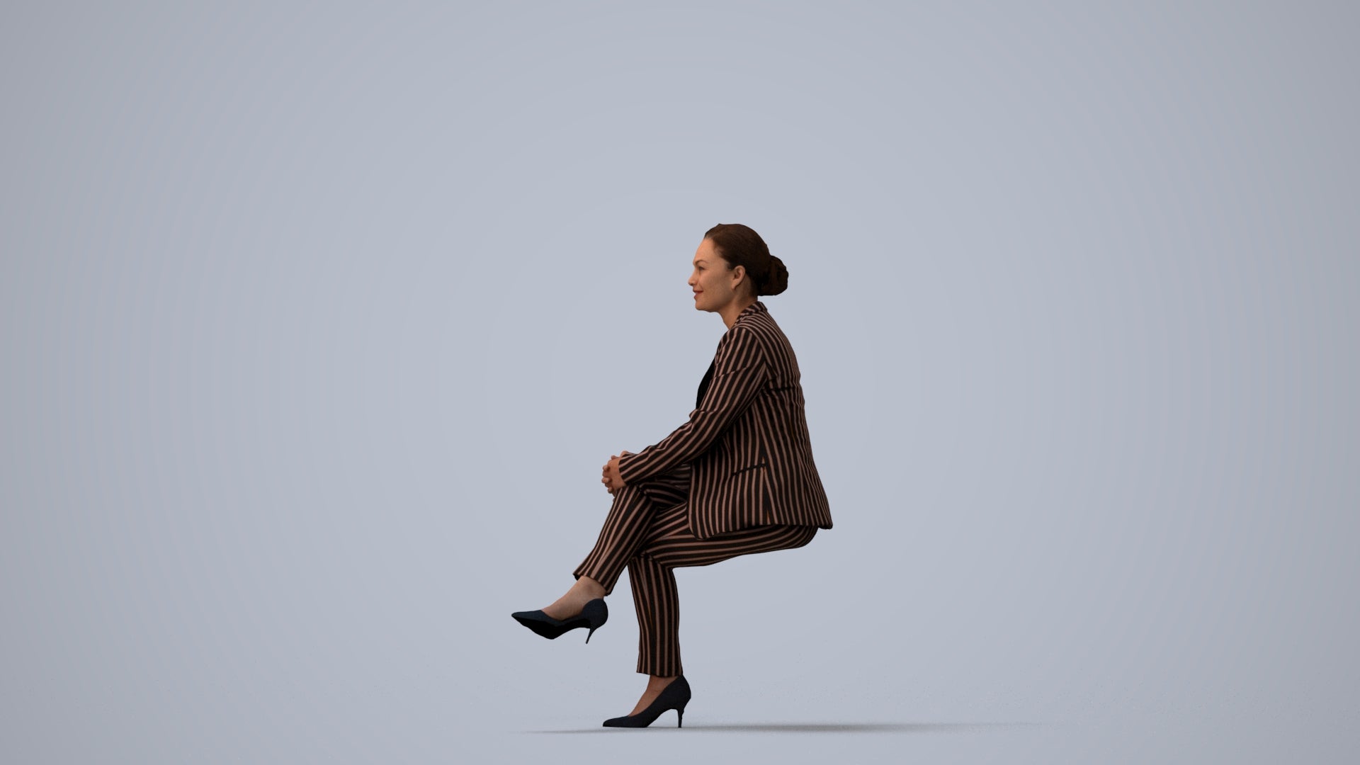 realistic 3D people woman business, render-ready for V-Ray and Corona, FBX OBJ, three-quarter view render