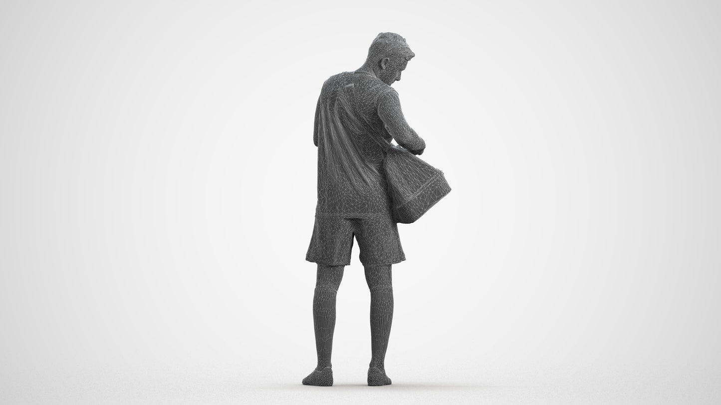3D scanned man sport, photorealistic archviz people for Enscape and SketchUp, wireframe front view