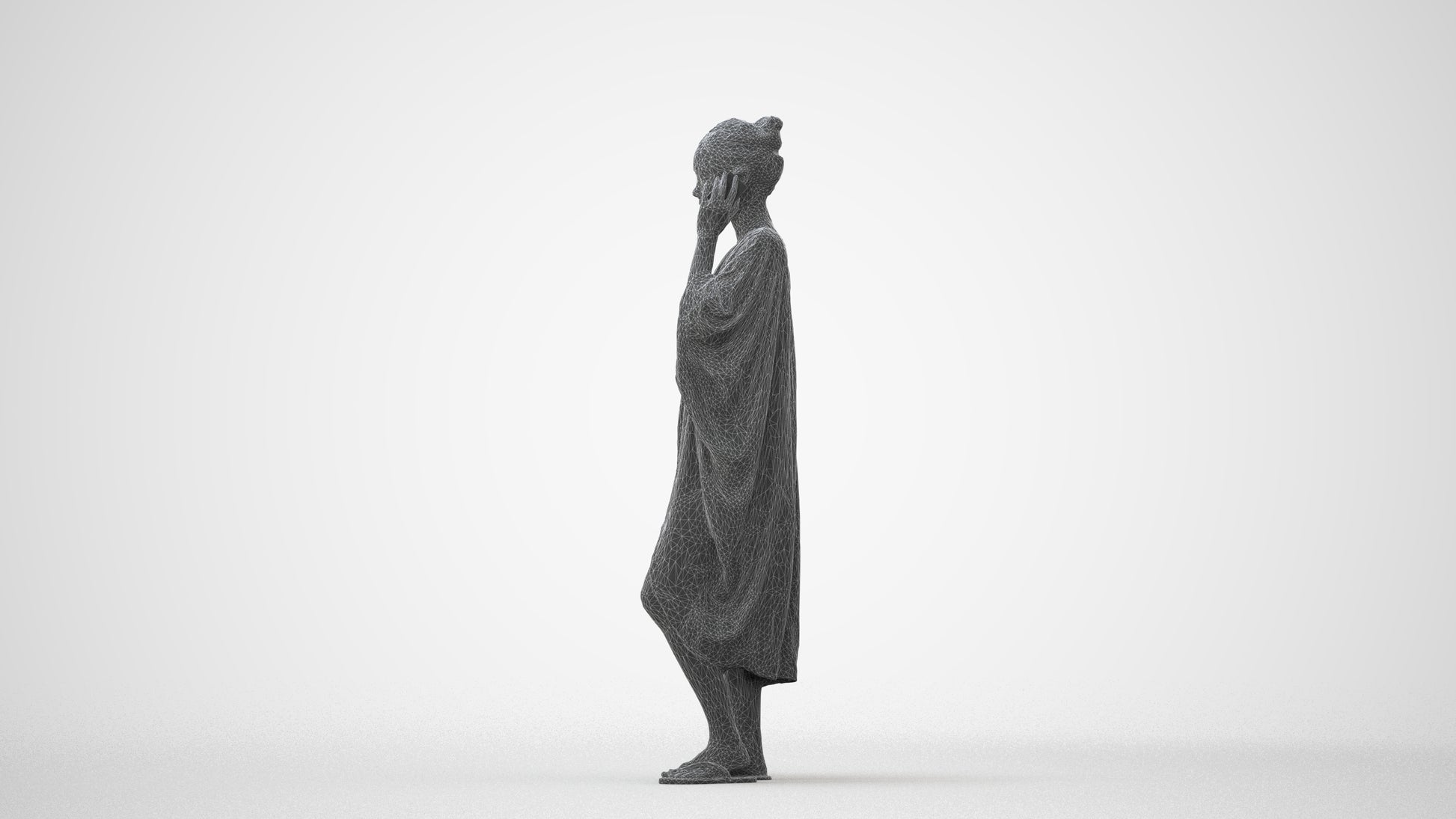 3D human model woman standing, photogrammetry scanned person for archviz, square thumbnail