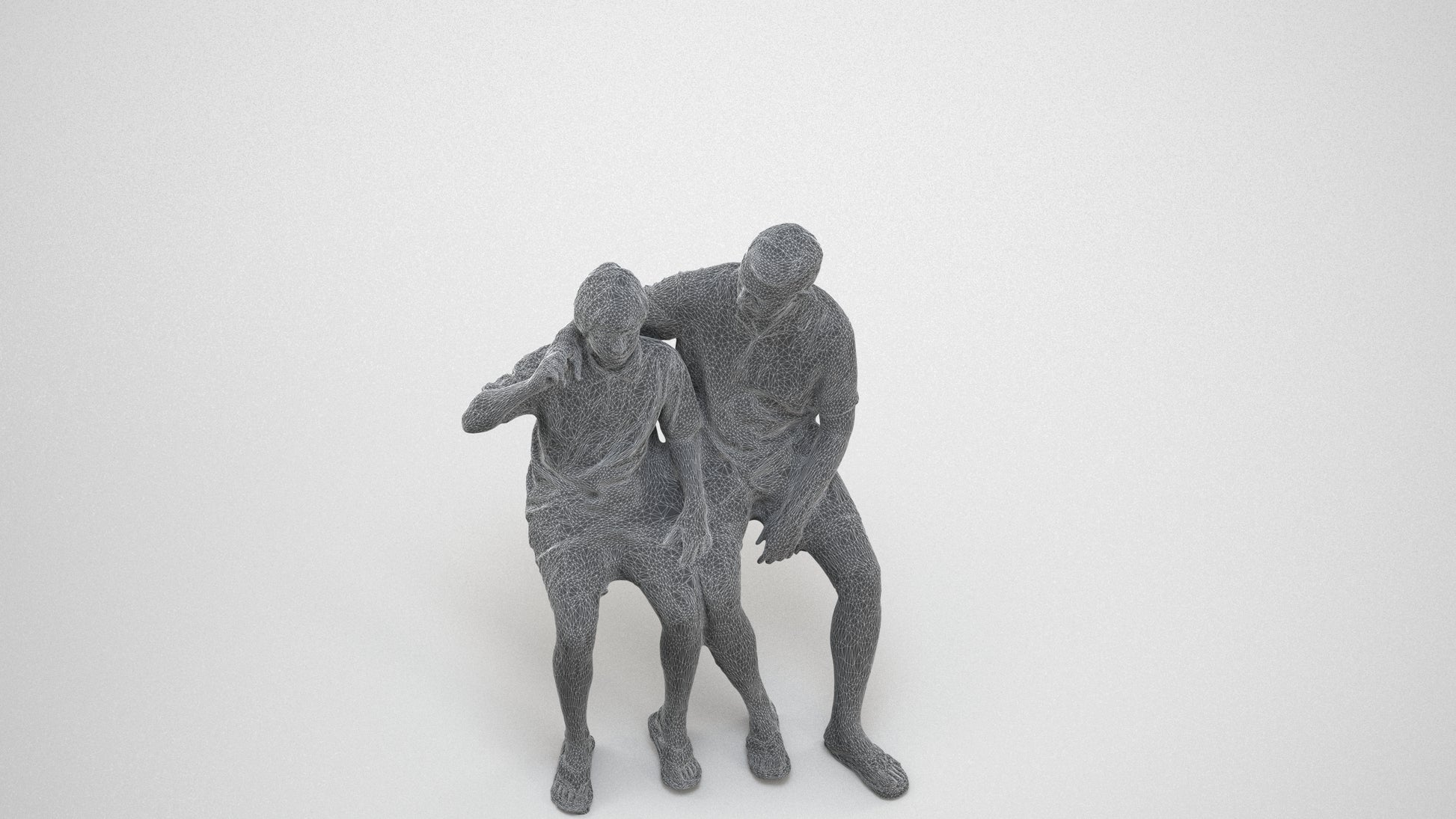 photogrammetry 3D boy kids, realistic human model archviz FBX, wireframe three-quarter view