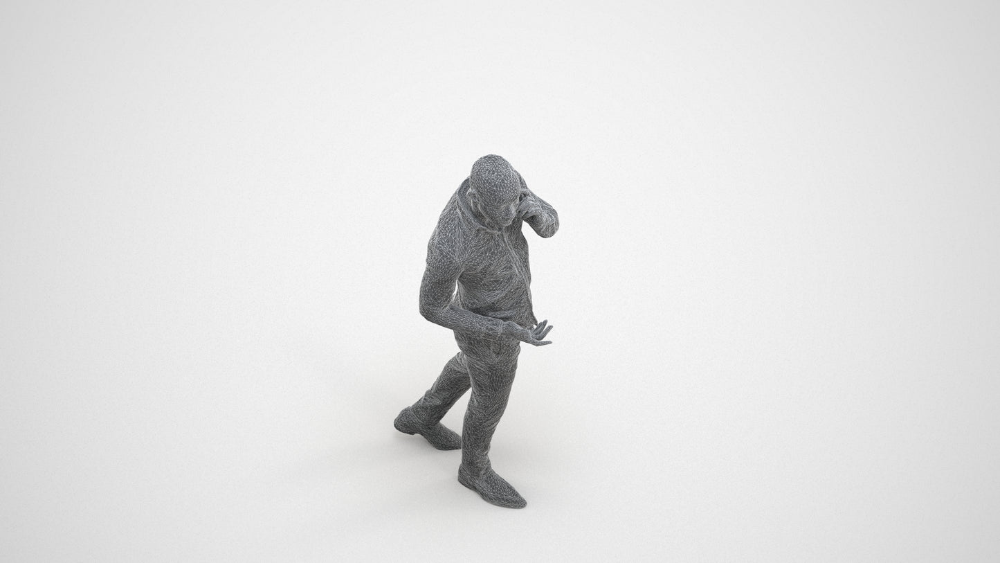 realistic 3D people man business walking, render-ready for V-Ray and Corona, FBX OBJ, wireframe three-quarter view