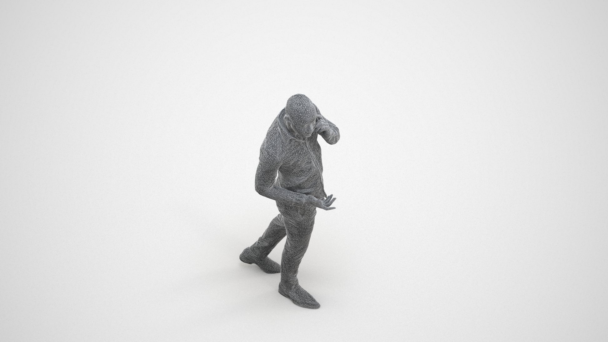 realistic 3D people man business walking, render-ready for V-Ray and Corona, FBX OBJ, wireframe three-quarter view