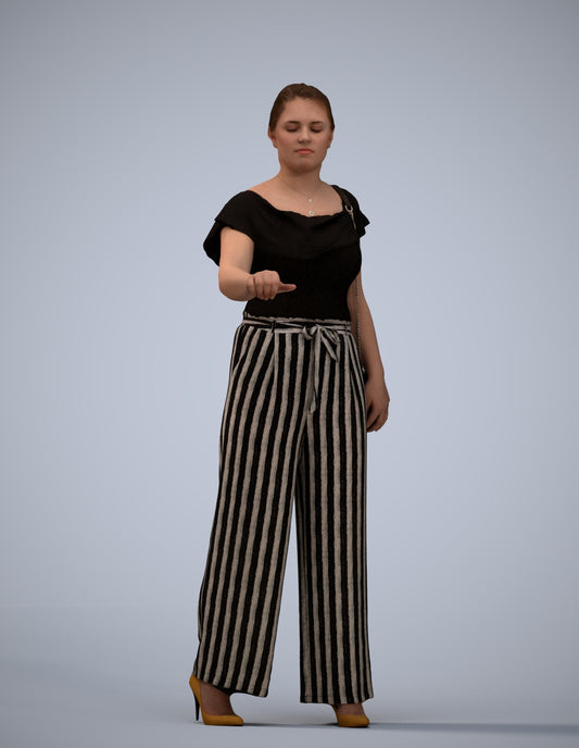 realistic 3D woman casual standing, scanned archviz people for Blender and 3ds Max