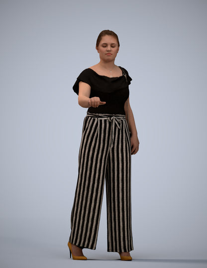 realistic 3D woman casual standing, scanned archviz people for Blender and 3ds Max