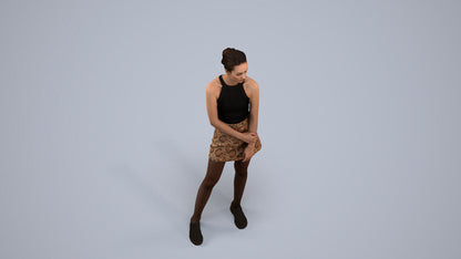 scanned 3D woman casual standing, photogrammetry people for Enscape and V-Ray, back view render