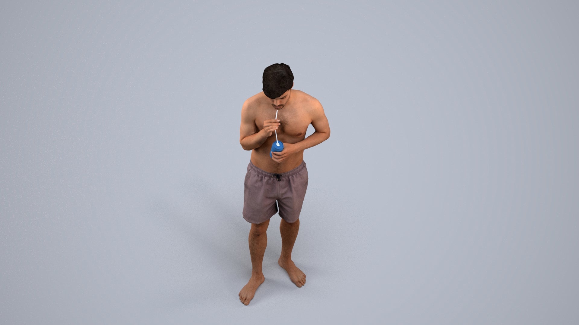 realistic 3D man sport pool, scanned archviz people for Blender and 3ds Max, back view render