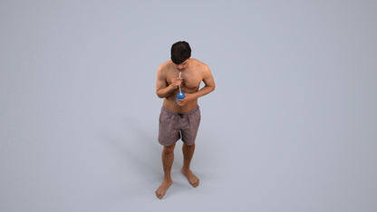 realistic 3D man sport pool, scanned archviz people for Blender and 3ds Max, back view render