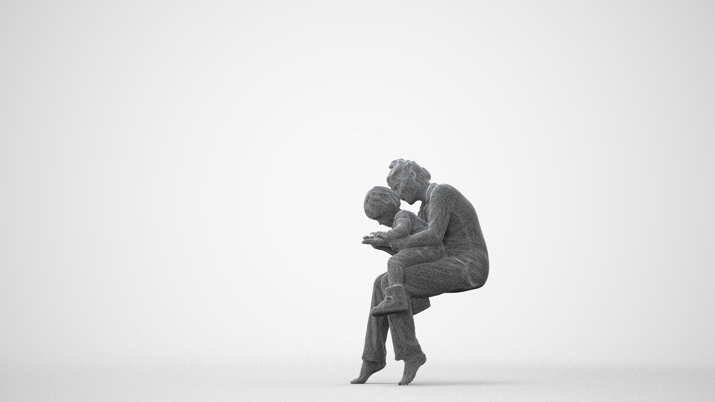 3D people model girl kids, scanned human for 3ds Max rendering, square thumbnail