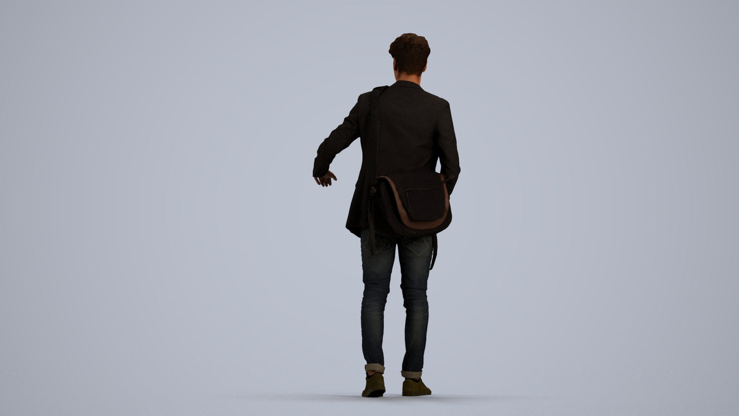 3D scanned man standing casual, photorealistic archviz people for Enscape and SketchUp, front view render
