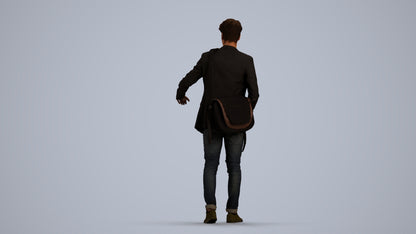 3D scanned man standing casual, photorealistic archviz people for Enscape and SketchUp, front view render
