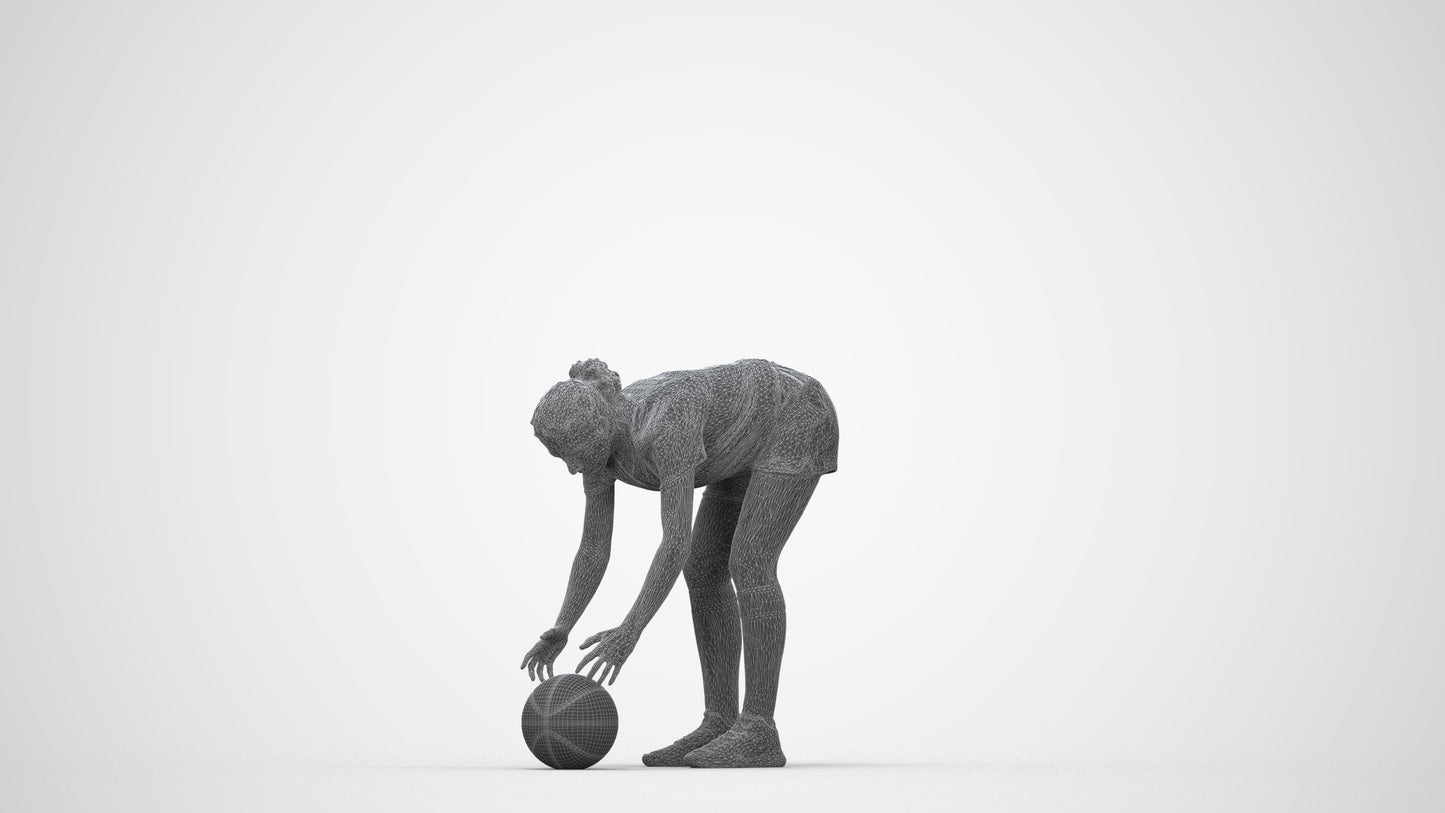 scanned 3D woman sport, photogrammetry people for Enscape and V-Ray, wireframe back view
