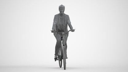 3D people model woman business cycling, scanned human for 3ds Max rendering, three-quarter front view render