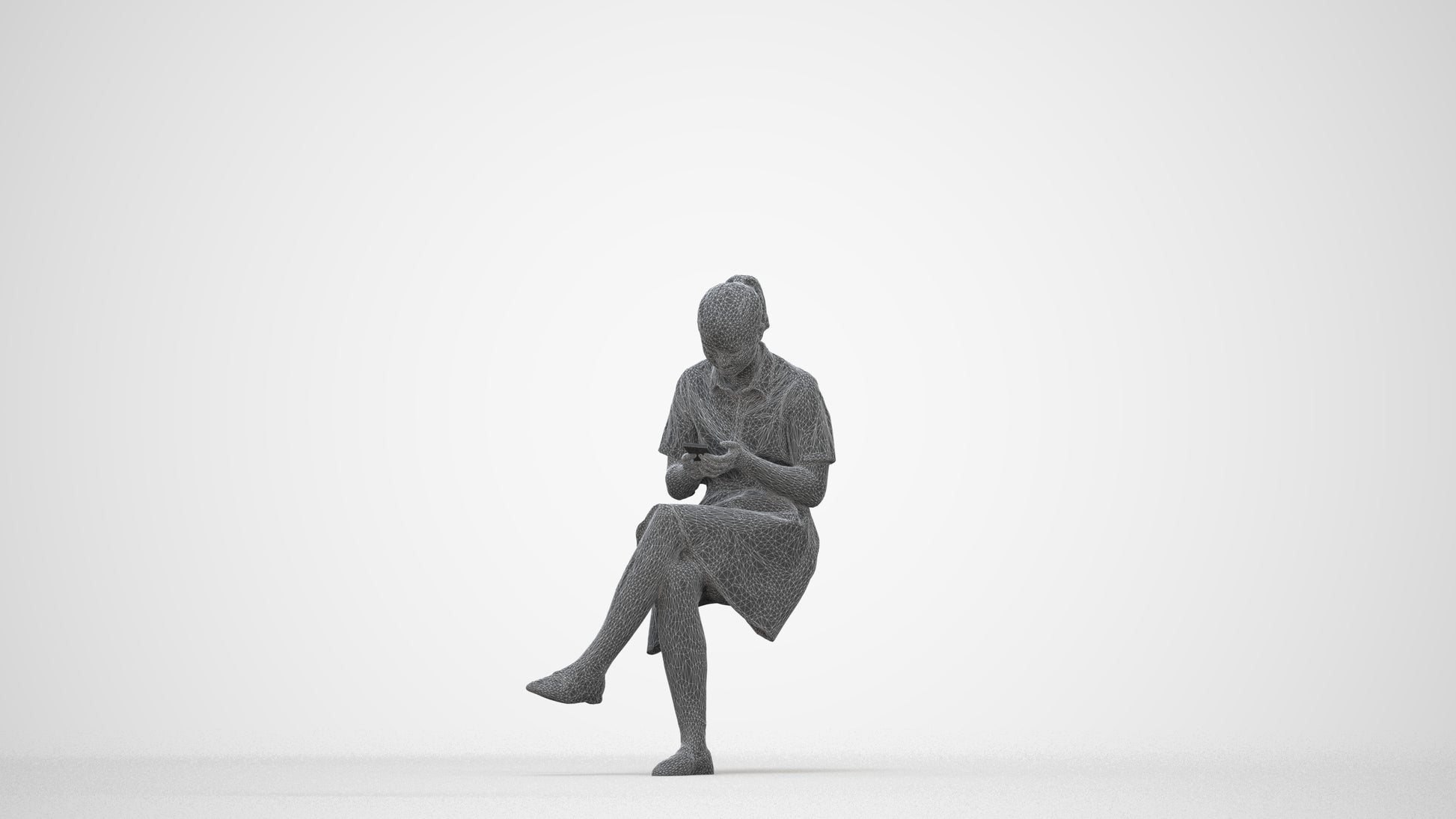 realistic 3D girl mix, scanned archviz people for Blender and 3ds Max, wireframe back view