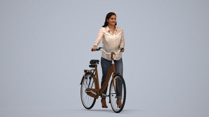 realistic 3D woman casual shopping, scanned archviz people for Blender and 3ds Max, standing pose render