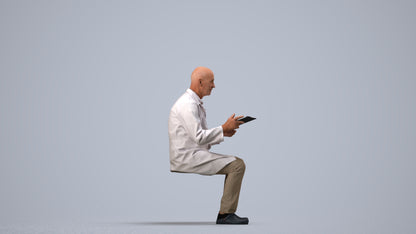 photogrammetry 3D senior man medical, realistic human model archviz FBX, side view render