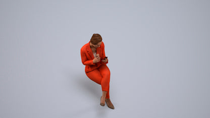 realistic 3D human woman business, archviz people FBX OBJ for Blender, back view render