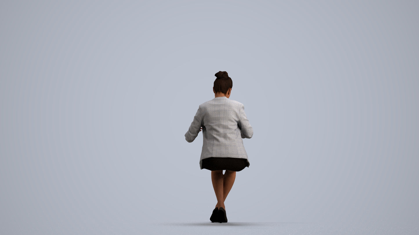 3D scanned woman business, photorealistic archviz people for Enscape and SketchUp, front view render