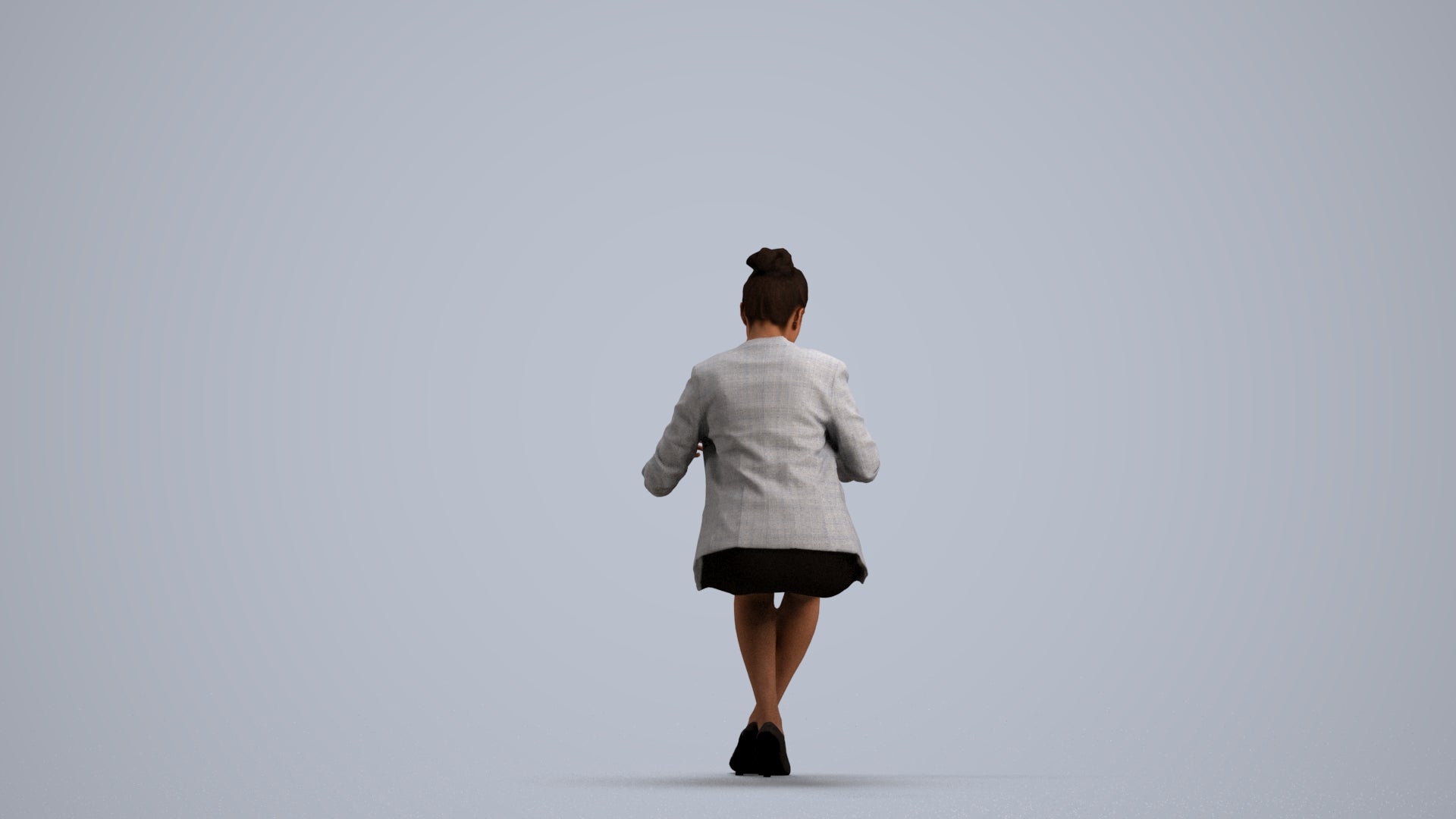 3D scanned woman business, photorealistic archviz people for Enscape and SketchUp, front view render