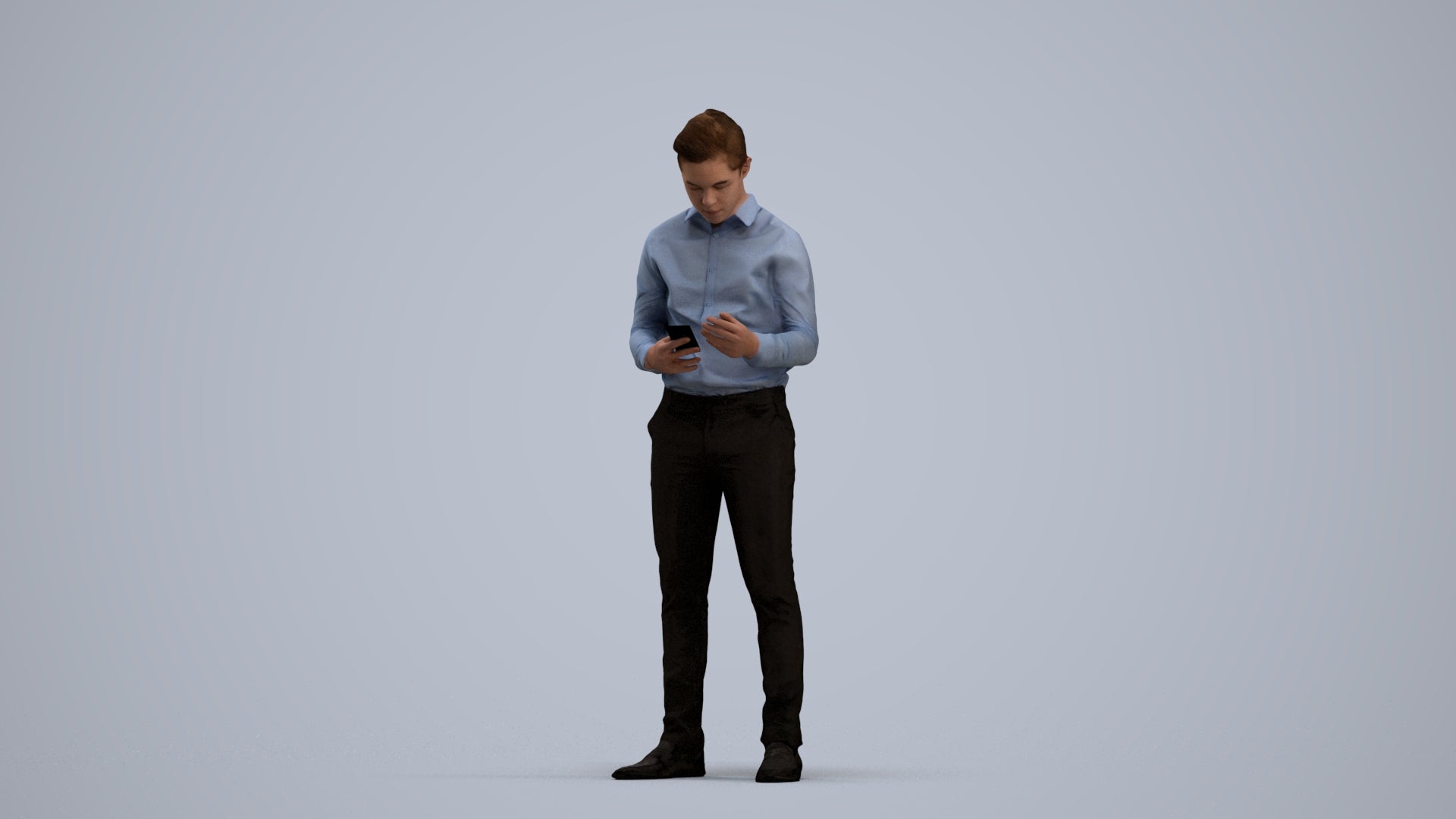 3D human model boy business kids, photogrammetry scanned person for archviz, standing pose render