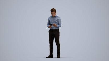 3D human model boy business kids, photogrammetry scanned person for archviz, standing pose render