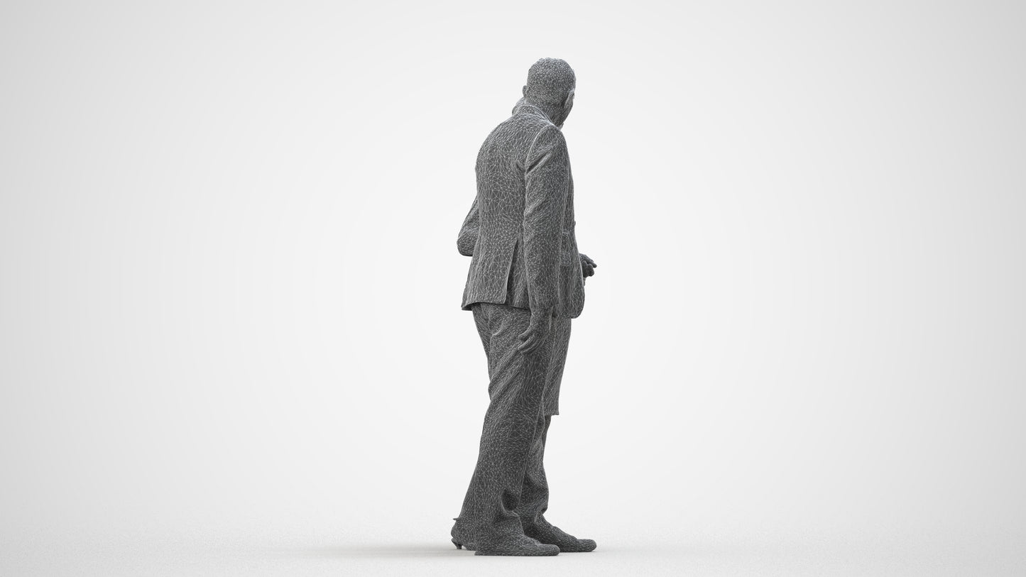 realistic 3D human senior woman business couple, archviz people FBX OBJ for Blender, wireframe side view