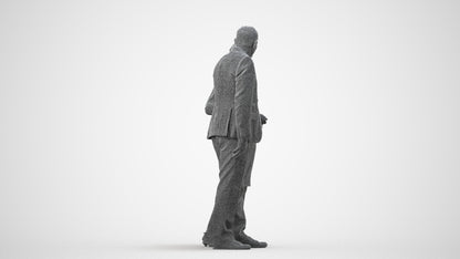 realistic 3D human senior woman business couple, archviz people FBX OBJ for Blender, wireframe side view