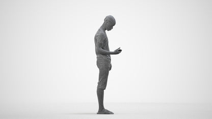 scanned 3D boy casual kids, photogrammetry people for Enscape and V-Ray, wireframe side view
