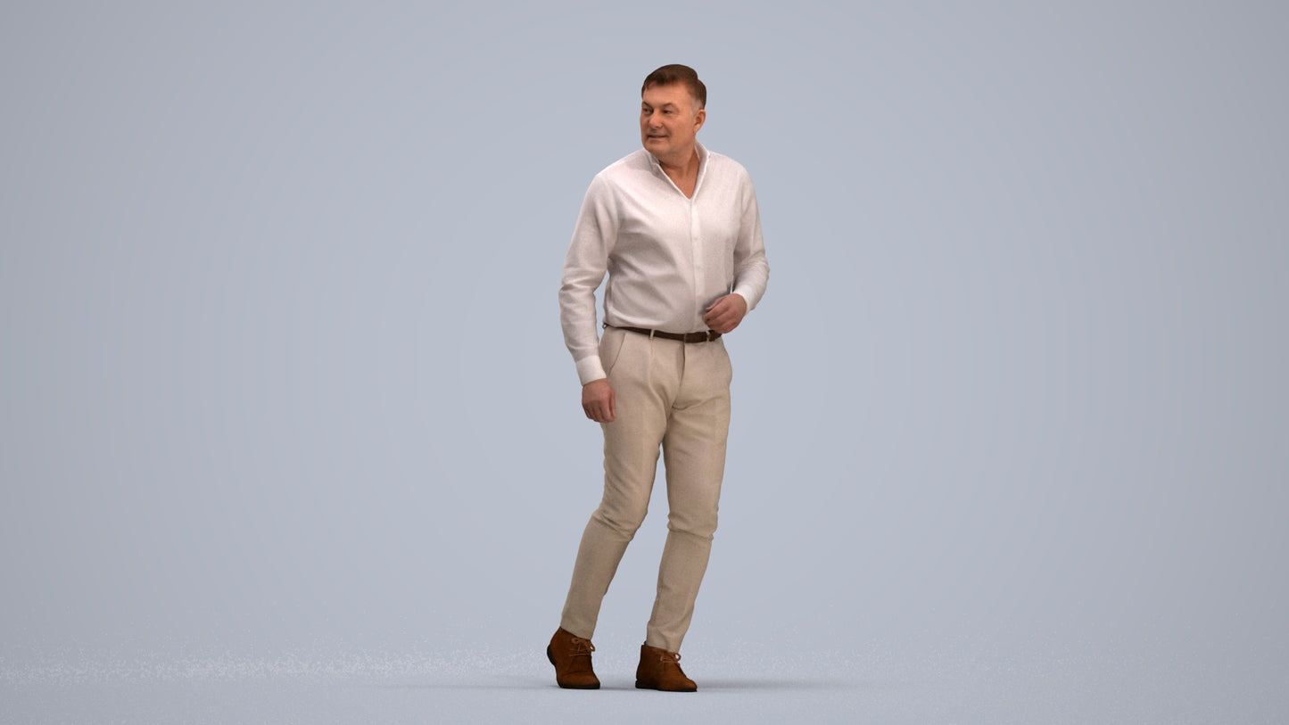 realistic 3D human man casual walking, archviz people FBX OBJ for Blender, standing pose render