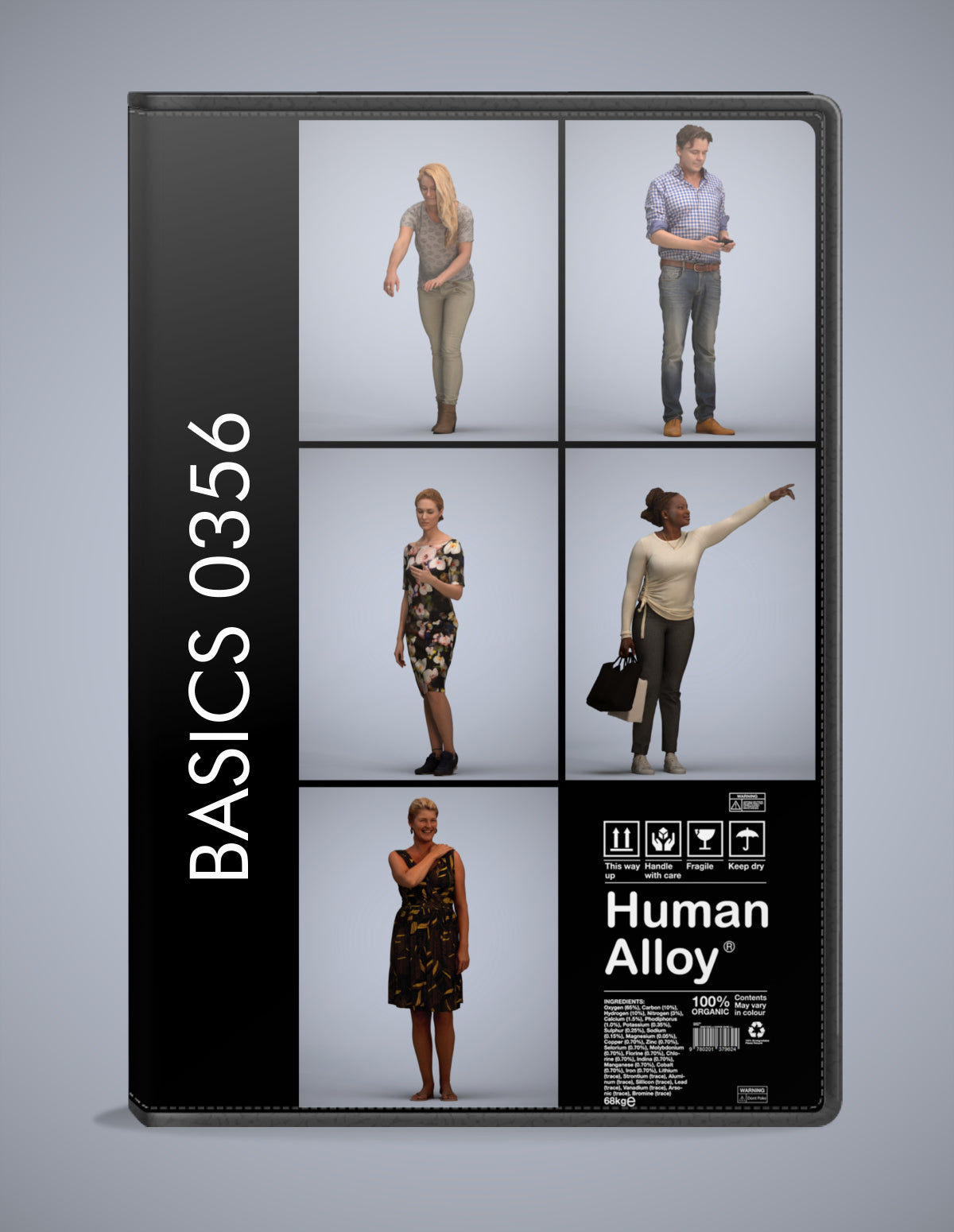 scanned 3D people standing collection, 5 photogrammetry models for Enscape and V-Ray