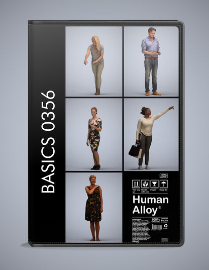 scanned 3D people standing collection, 5 photogrammetry models for Enscape and V-Ray