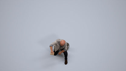 realistic 3D people senior man casual driving, render-ready for V-Ray and Corona, FBX OBJ, back view render