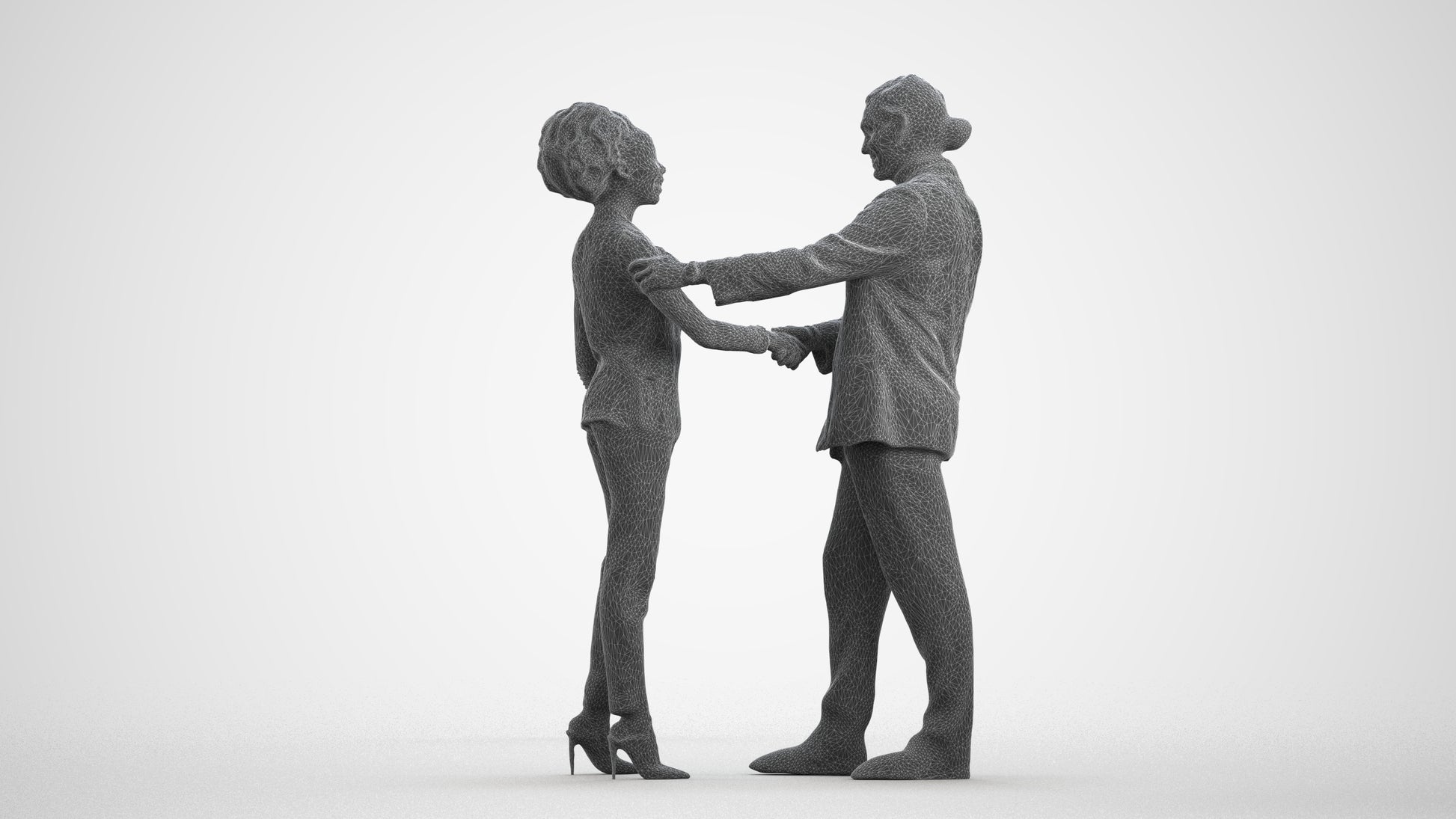 scanned 3D woman business, photogrammetry people for Enscape and V-Ray, wireframe front view