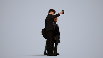 3D people model boy kids, scanned human for 3ds Max rendering, side view render