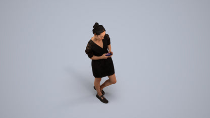 realistic 3D human woman business walking, archviz people FBX OBJ for Blender, back view render