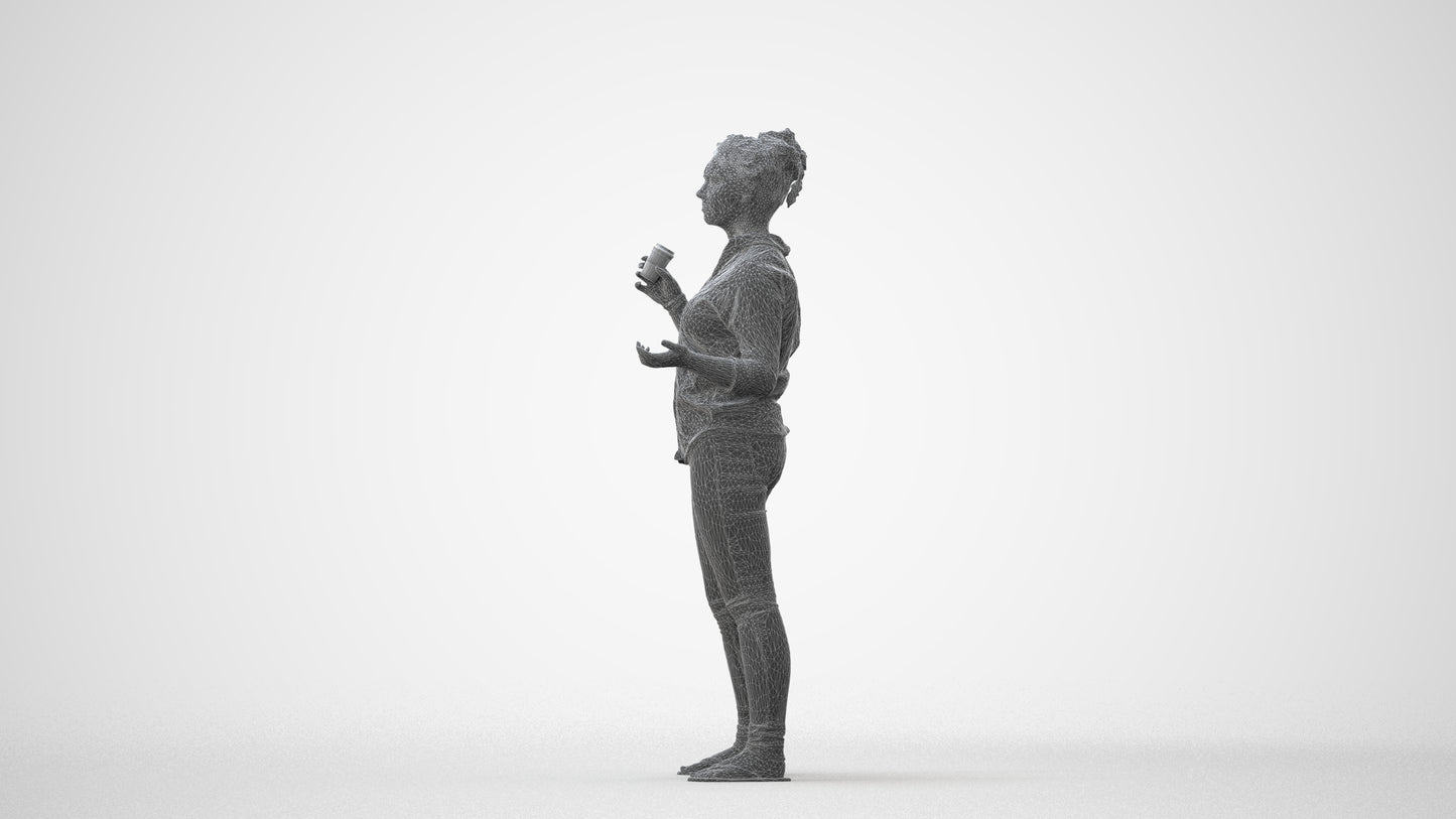 photogrammetry 3D woman casual standing, realistic human model archviz FBX, square thumbnail
