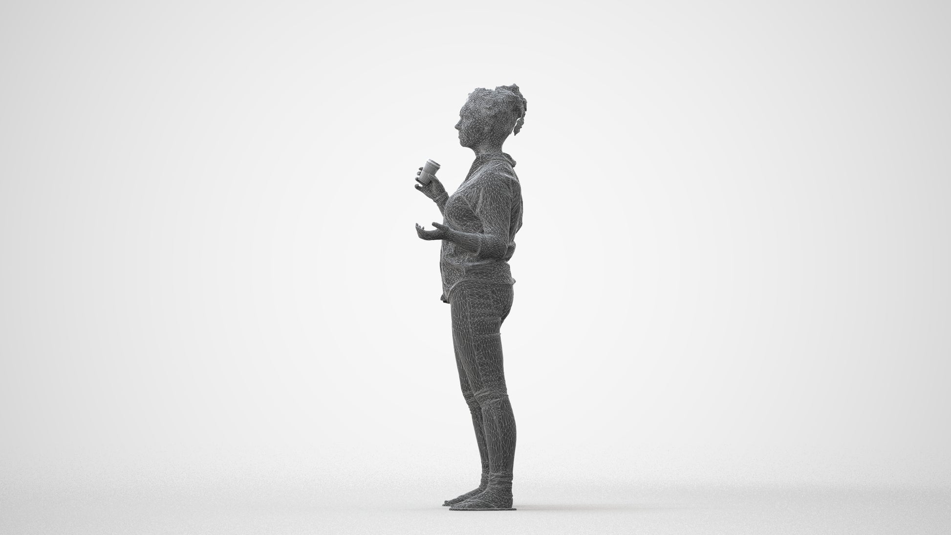 photogrammetry 3D woman casual standing, realistic human model archviz FBX, square thumbnail