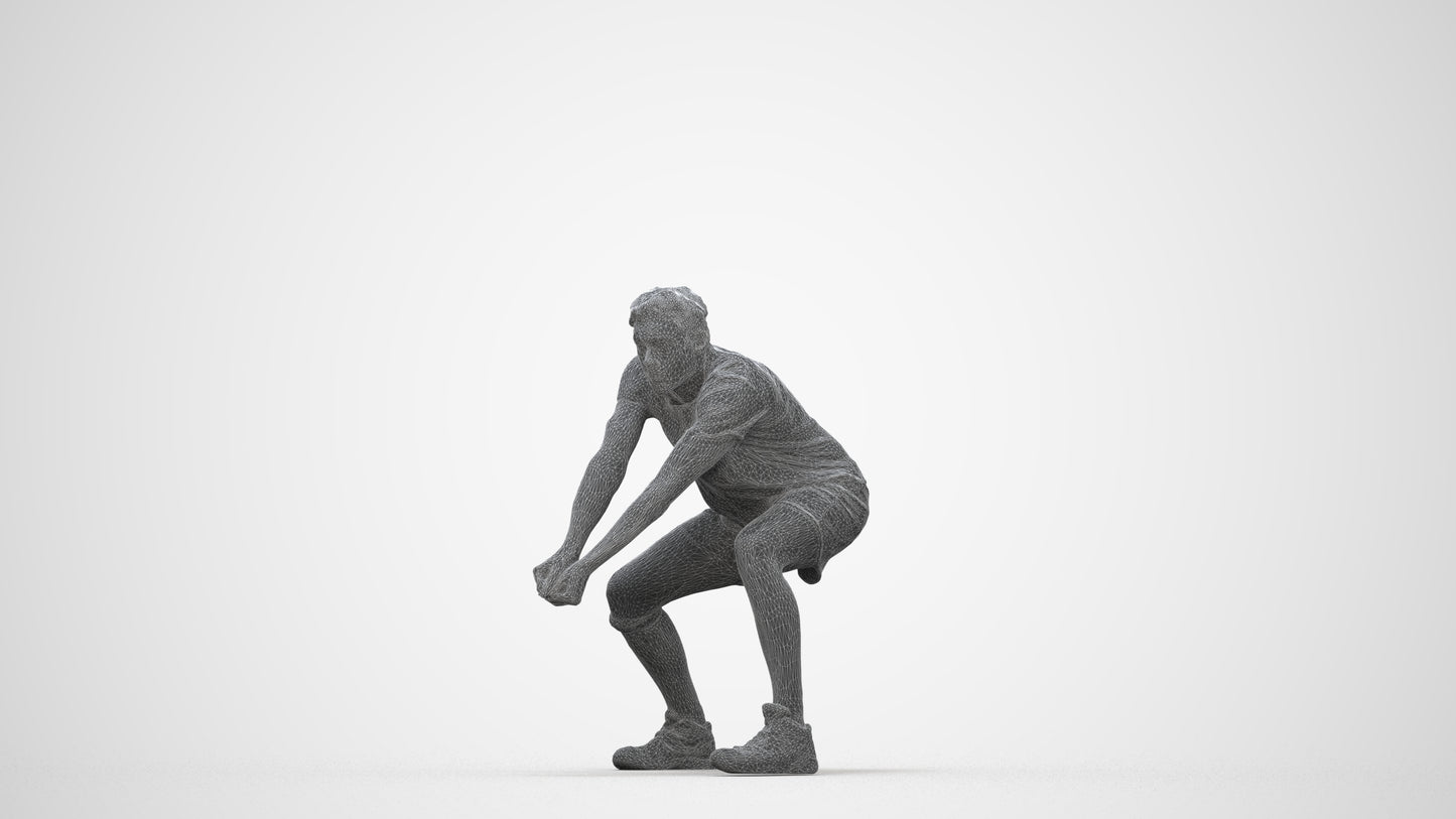 scanned 3D man sport, photogrammetry people for Enscape and V-Ray, wireframe back view