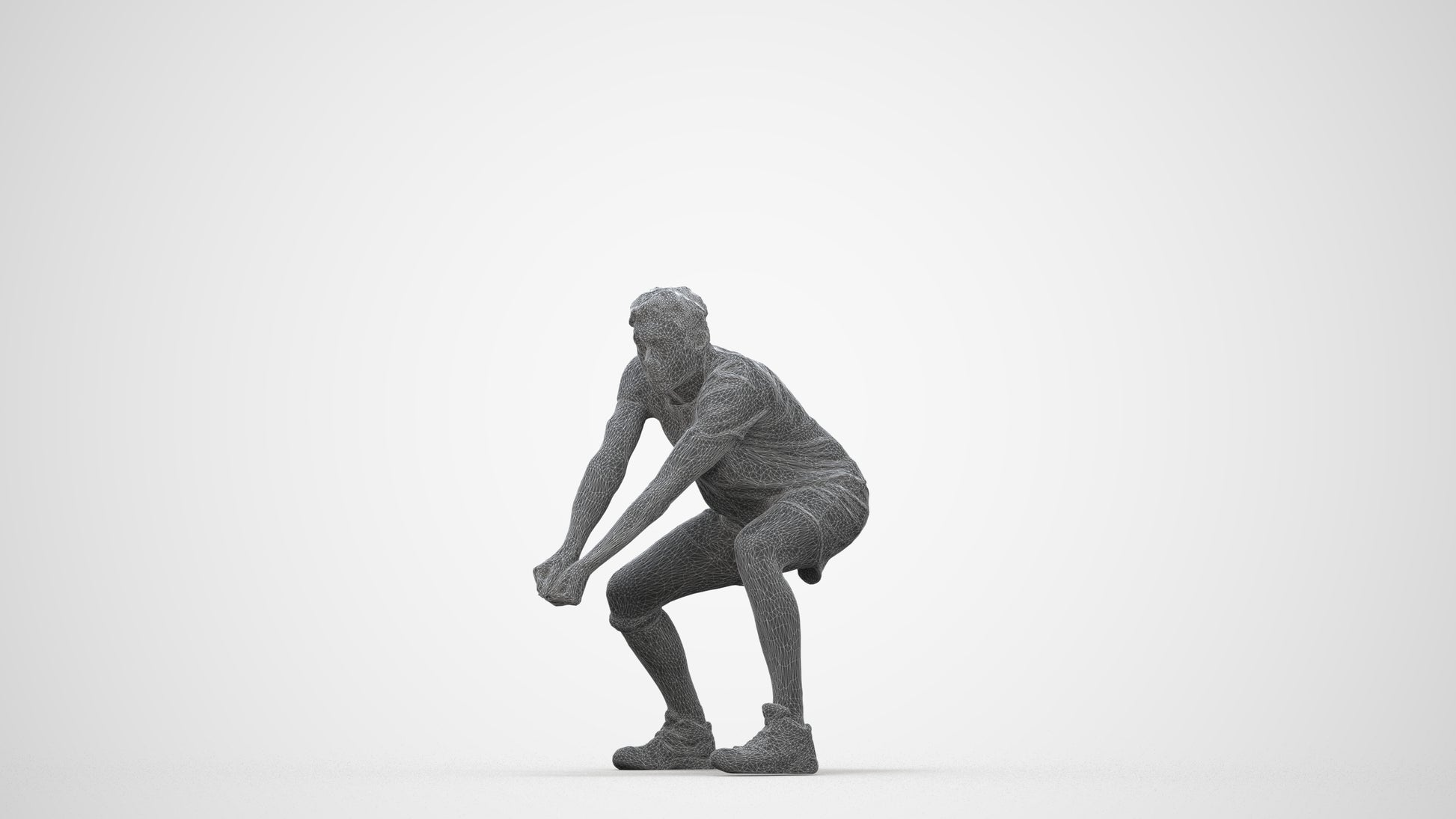scanned 3D man sport, photogrammetry people for Enscape and V-Ray, wireframe back view