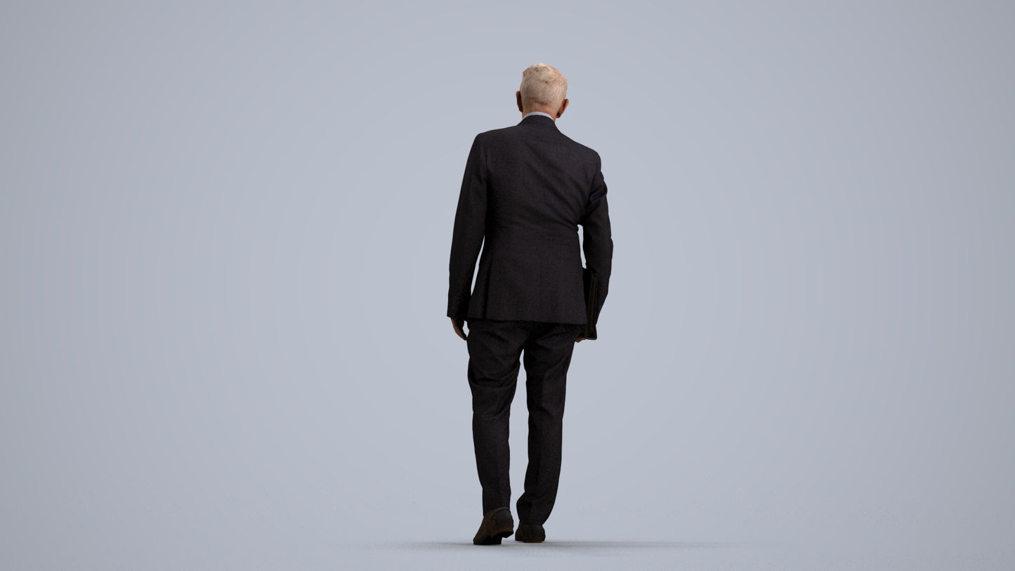 realistic 3D senior man business, scanned archviz people for Blender and 3ds Max, front view render